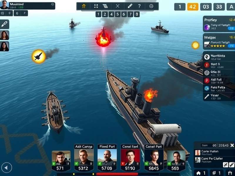 Marine Mastermind gameplay screenshot showing naval battle